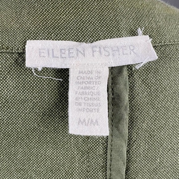 EILEEN FISHER COLLARLESS ORGANIC COTTON JACKET ARMY GREEN Size Medium - Picture 7 of 8